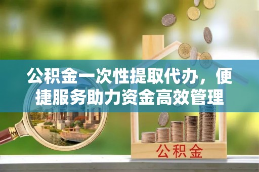 菏泽公积金一次性提取代办，便捷服务助力资金高效管理